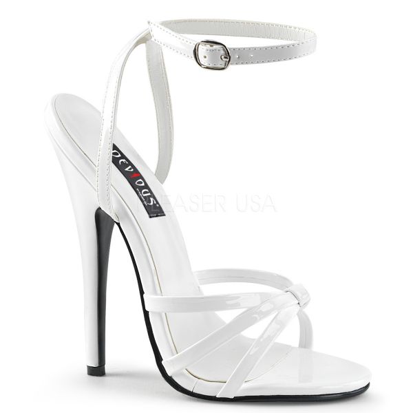 High-Heel Riemchen-Sandalette weiss Lack DOMINA-108